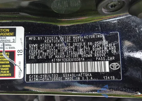 2014 Toyota Avalon Xle Touring из США, поврежденный, VIN 4T1BK1EB2EU103614